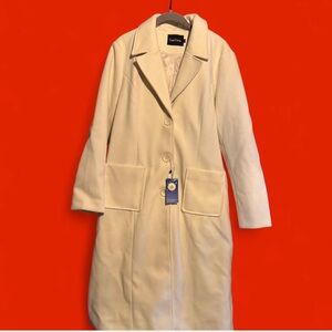 Women's Cream Long Wool Coat - NWT
